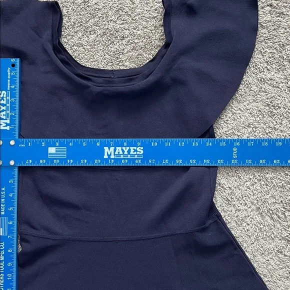 Eliza J Midnight Blue Ruffle Neck Fit Flare Ballet Cocktail Party Dress - Size L - Picture 8 of 9